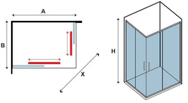 Cabine de douche rectangulaire NEW FLORA 100 100x140 H.180 cm