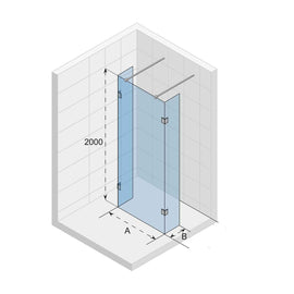 Paroi de douche italienne SCANDIC NXT 202 RIHO 116x27 x200 cm à charnières chromées