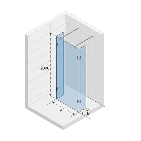Paroi de douche italienne SCANDIC NXT 202 RIHO 136x37 x200 cm à charnières noires