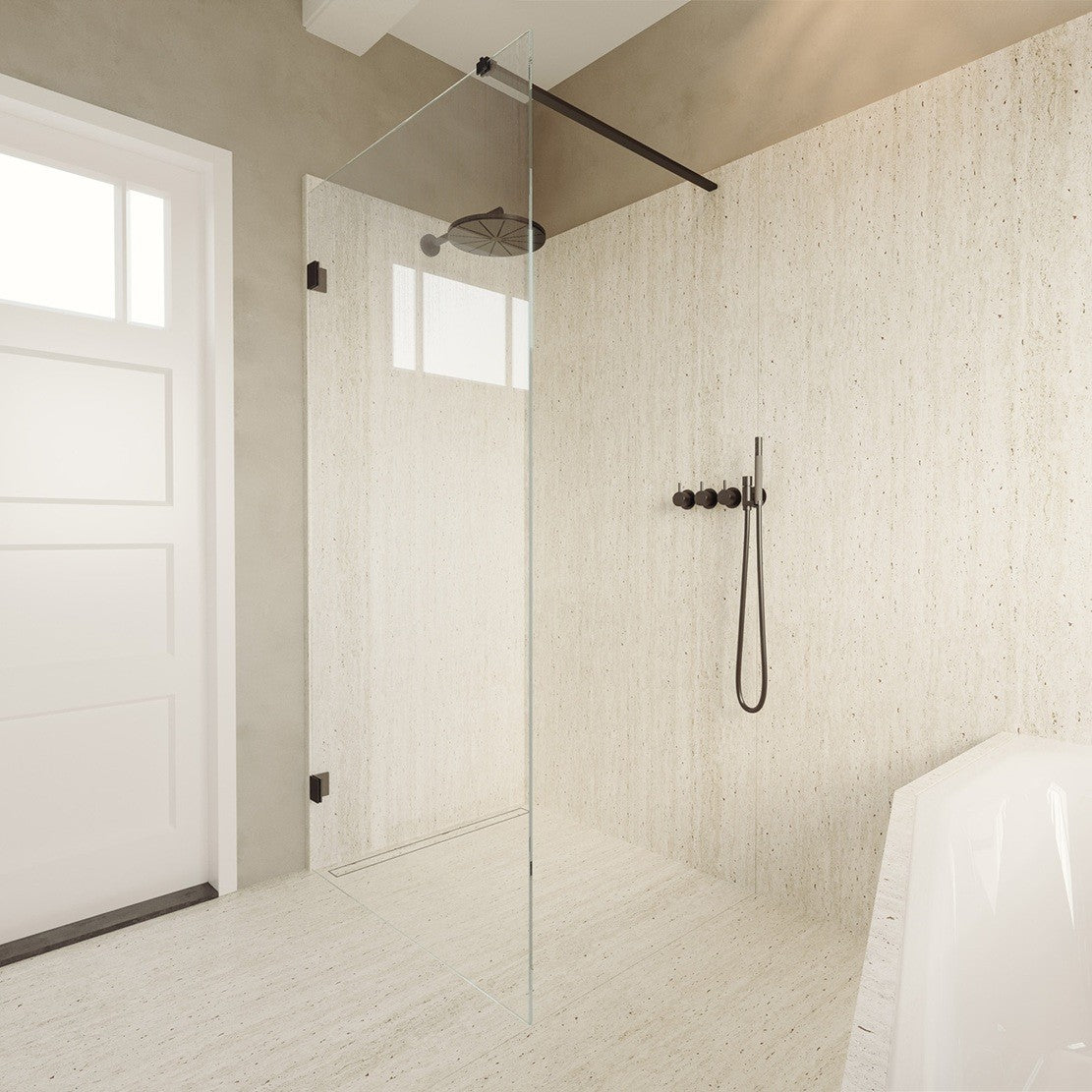 Paroi de douche walk-in SCANDIC NXT 400 RIHO 80 x200 cm à charnières noires