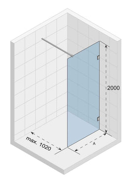 Paroi de douche walk-in SCANDIC NXT 400 RIHO 100x200 cm à charnières noires