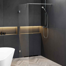 Paroi de douche walk-in SCANDIC NXT 400 RIHO 90x200 cm à charnières chromées