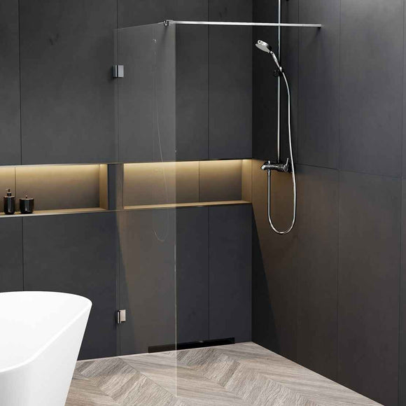Paroi de douche walk-in SCANDIC NXT 400 RIHO 140x200 cm à charnières chromées