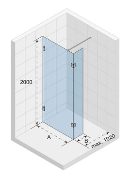 Paroi de douche walk-in avec rabattant SCANDIC NXT 402 RIHO 100x200 cm à charnières chromées