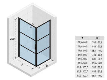 Cabine de douche d'angle GRID 201 RIHO 90x100 x200cm