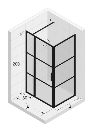 Cabine de douche d'angle GRID 203 RIHO 110x80 x200cm