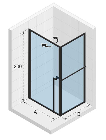 Cabine de douche d'angle LUCID 201 RIHO 80x90 x200cm avec porte battante