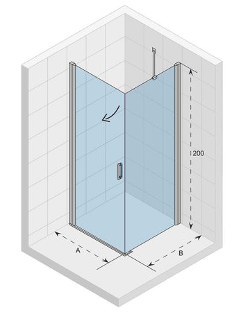 Cabine de douche d'angle NOVIK 201 RIHO 100x80 x200cm avec porte battante