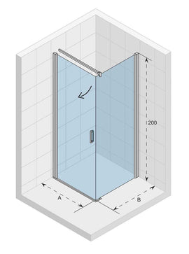 Cabine de douche d'angle NOVIK 201 RIHO 100x80 x200cm avec porte battante