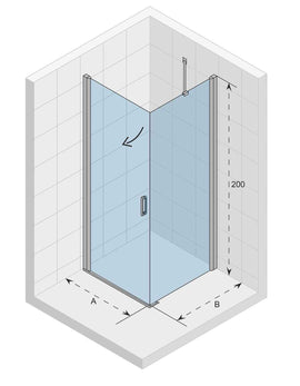 Cabine de douche d'angle NOVIK 201 RIHO 100x120 x200cm avec porte battante