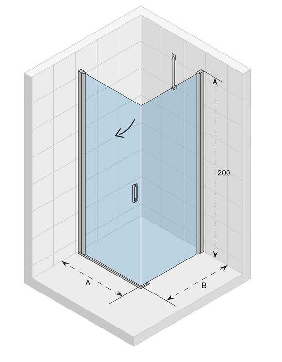 Cabine de douche d'angle NOVIK 201 RIHO 100x120 x200cm avec porte battante