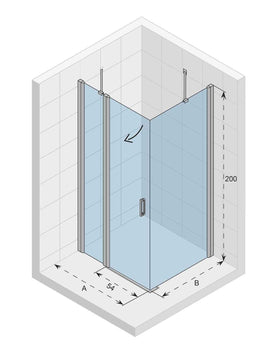 Cabine de douche d'angle NOVIK 203 RIHO 90x90 x200cm avec porte battante