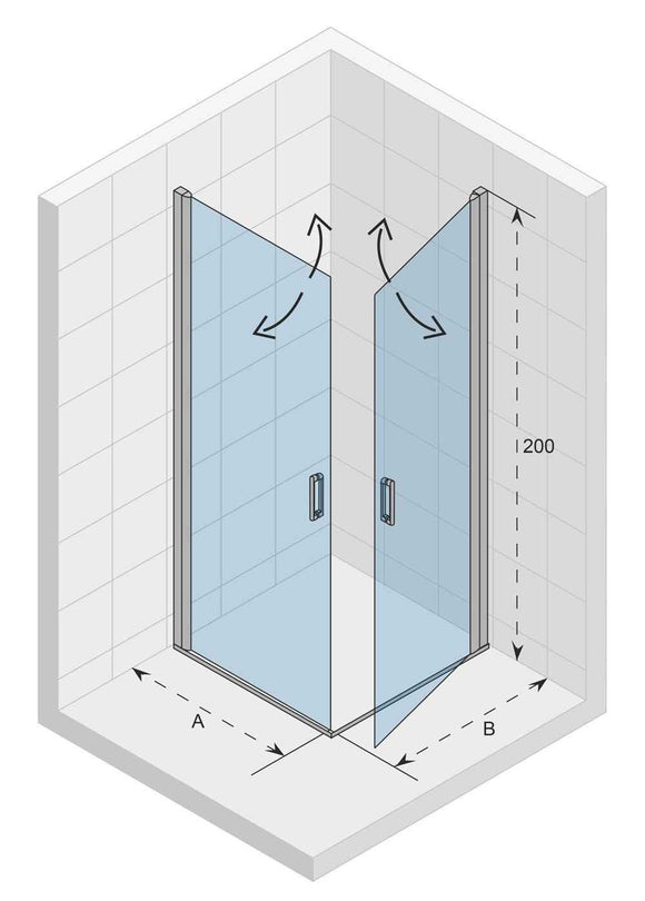 Cabine de douche d'angle NOVIK 209 RIHO 80x80 x200cm avec 2 portes battantes