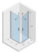 Cabine de douche d'angle NOVIK 209 RIHO 90x90 x200cm avec 2 portes battantes