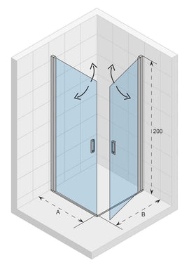Cabine de douche d'angle NOVIK 209 RIHO 90x90 x200cm avec 2 portes battantes