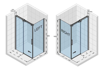 Cabine de douche d'angle OCEAN 203 RIHO 120x80 x195cm avec porte coulissante