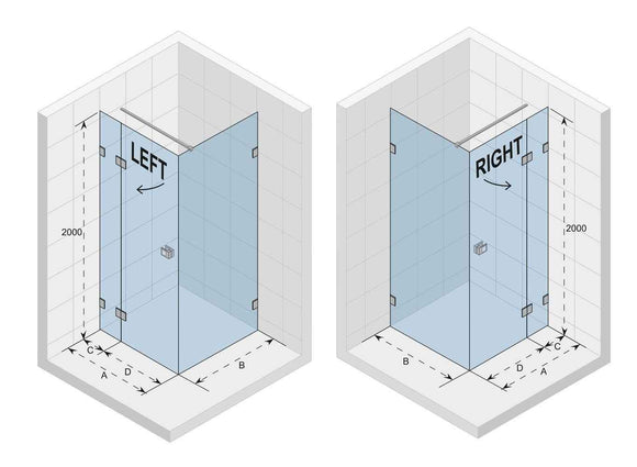 Grande cabine de douche d'angle SCANDIC NXT 203 RIHO 160x90 x200cm à charnière noire