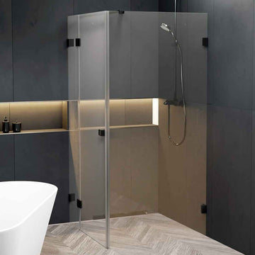 Grande cabine de douche d'angle SCANDIC NXT 203 RIHO 160x90 x200cm à charnière noire