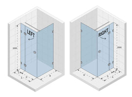 Cabine de douche d'angle SCANDIC NXT 203 RIHO 140x80 x200cm à charnière chromée