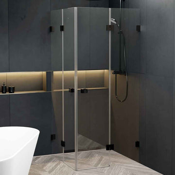 Cabine de douche d'angle SCANDIC NXT 207 RIHO 80x80 x200cm à charnière noire