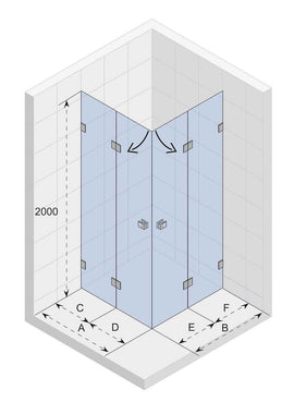 Cabine de douche d'angle SCANDIC NXT 207 RIHO 90x90 x200cm à charnière chromée