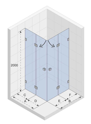 Cabine de douche d'angle SCANDIC NXT 207 RIHO 90x90 x200cm à charnière chromée