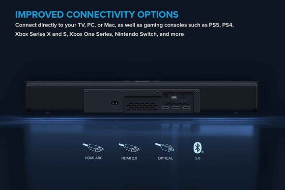 Creative Stage 360 - Soundbar System - for TV/Monitor - 2.1-Channel - Wireless - Bluetooth - 120 Watts (Total) - Black