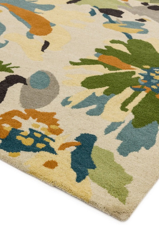 Tapis de salon floral laine flory