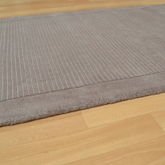 Tapis de couloir uni pure laine candy taupe