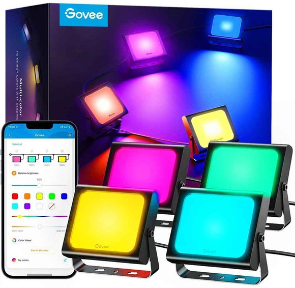 Projecteurs LED Govee H7060 ; RGBICWW, IP65, Bluetooth, Wi-Fi