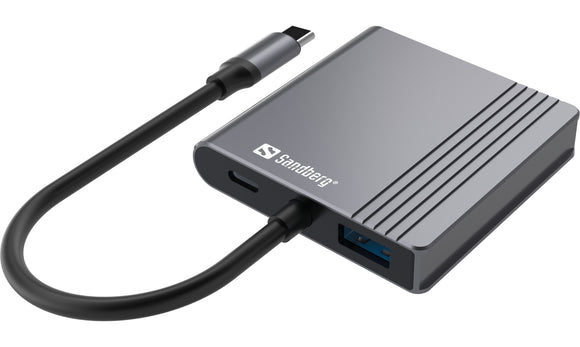 Station d'accueil usb-c sandberg 136-44 2xhdmi+usb+pd - clicktofournisseur.com