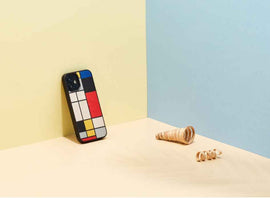 Coque MAN&WOOD pour iPhone 12 mini Mondrian Wood noire