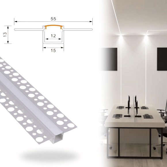 Confezione Promo 5 Profili Flat Per Cartongesso con Tappi Finali - Totale 10 Metri