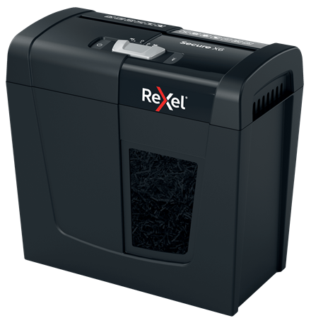 Destructeur de documents rexel secure x6 coupe croisée p4 6 feuilles corbeille de 10 l.