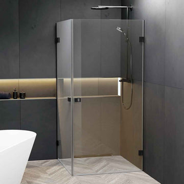 Cabine de douche d'angle SCANDIC NXT 209 RIHO 100x100 x200cm à charnière noire