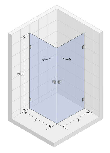 Cabine de douche d'angle SCANDIC NXT 209 RIHO 90x90 x200cm à charnière chromée
