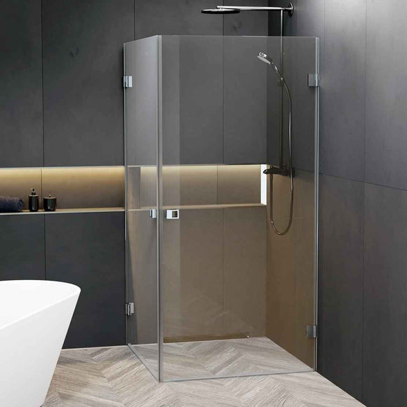 Cabine de douche d'angle SCANDIC NXT 209 RIHO 100x80 x200cm à charnière chromée