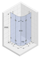 Cabine de douche ¼ de cercle SCANDIC NXT 309 RIHO 100x100 x200cm à charnière noire