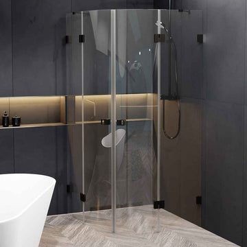 Cabine de douche ¼ de cercle SCANDIC NXT 309 RIHO 100x100 x200cm à charnière noire
