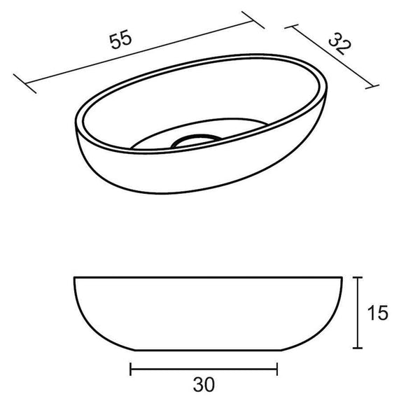 Vasque à poser vert ESCALA RIHO 55x32 cm solid surface
