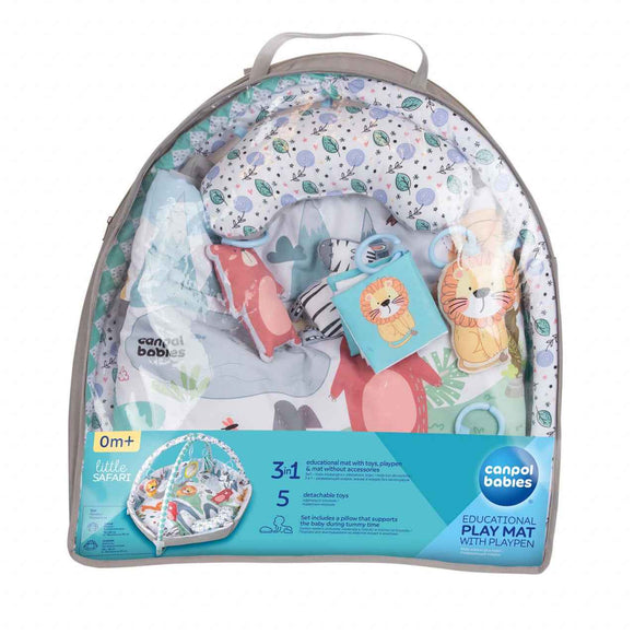 CANPOL BABIES Tapis de jeu éducatif avec parc pour enfants de 0 à 12 ans, SAFARI, 81/100