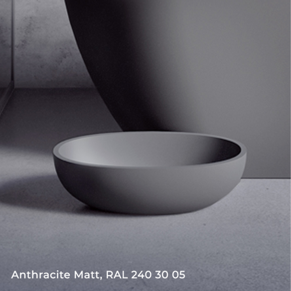 Vasque à poser gris mat ESCALA RIHO 55x32 cm solid surface