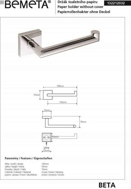 Porte papier toilettes BETA en laiton chromé sans couvercle 19 x 5,5 x7 cm