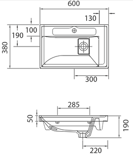 Lavabo suspendu QUATTRO rectangulaire 60x38x19 cm - 0