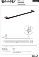 Porte-serviette GALLA en laiton noir et doré 60 x6 x2 cm