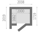Abri de jardin moderne BRATEK à bardeau noir 203,8x201,9 H. 229 cm coloris chêne porte en verre-1