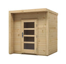 Maison de jardin BRATEK en bois épicéa coloris chêne 203,8x201,9 H. 229 cm porte en verre-1