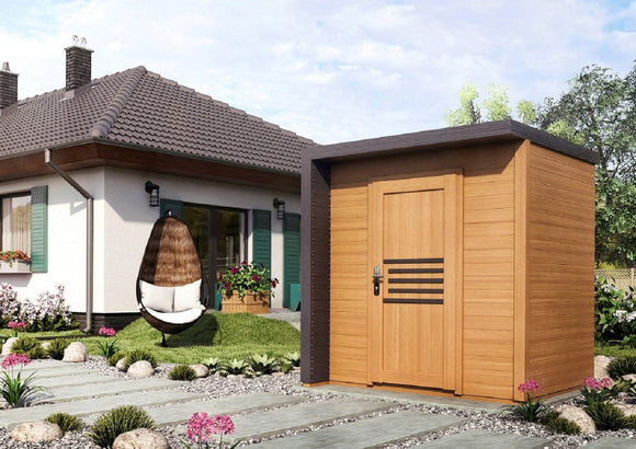 Maison de jardin BRATEK en bois épicéa bardeau noir 203,8x201,9 H. 229 cm