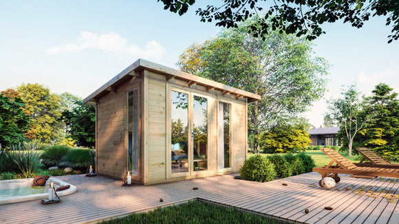 Maison de jardin KALALIKA en bois épicéa 406x305 cm 2 fenêtres