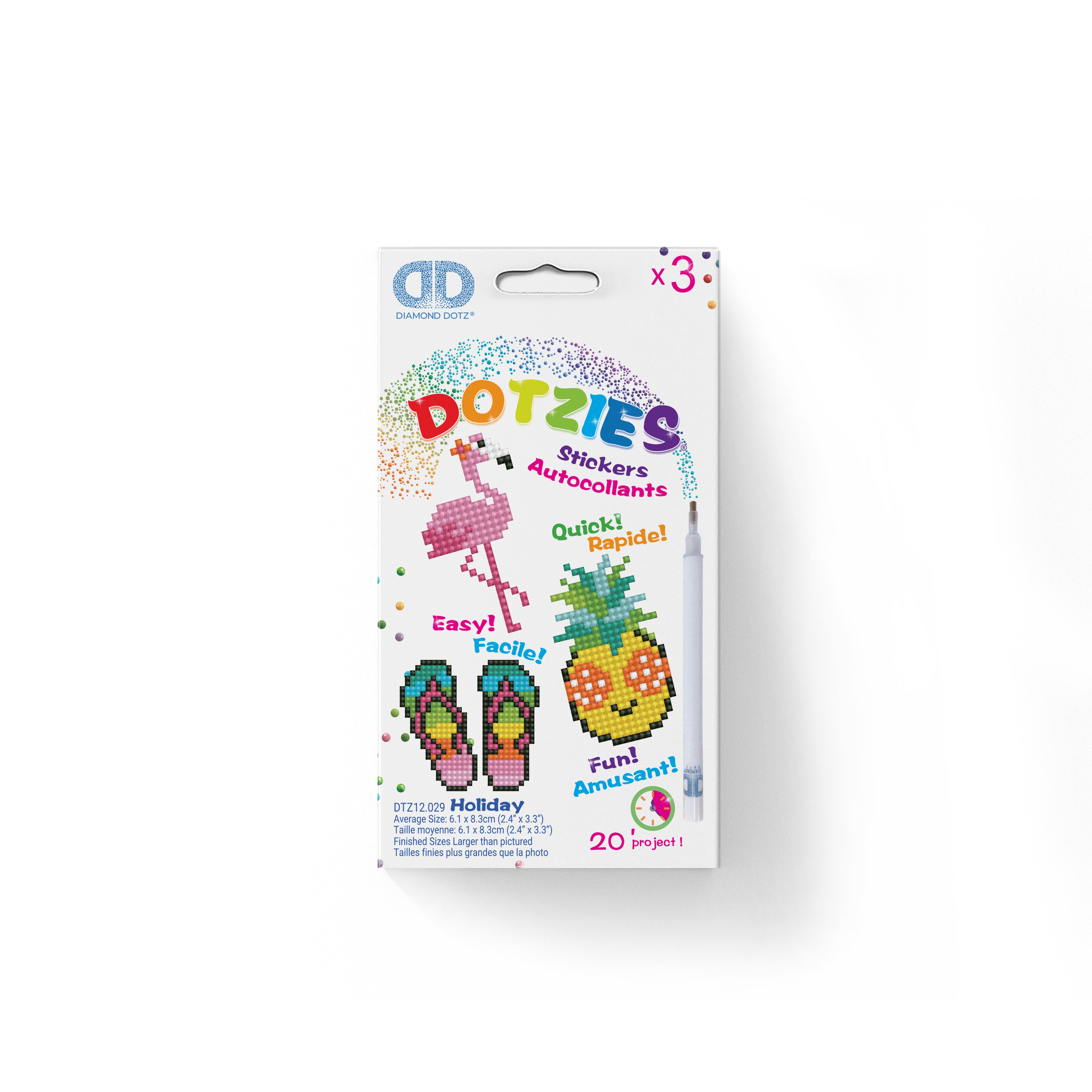 Kit créatif DIAMOND DOTS, peinture diamant, VACANCES, 3 autocollants, DTZ12.029